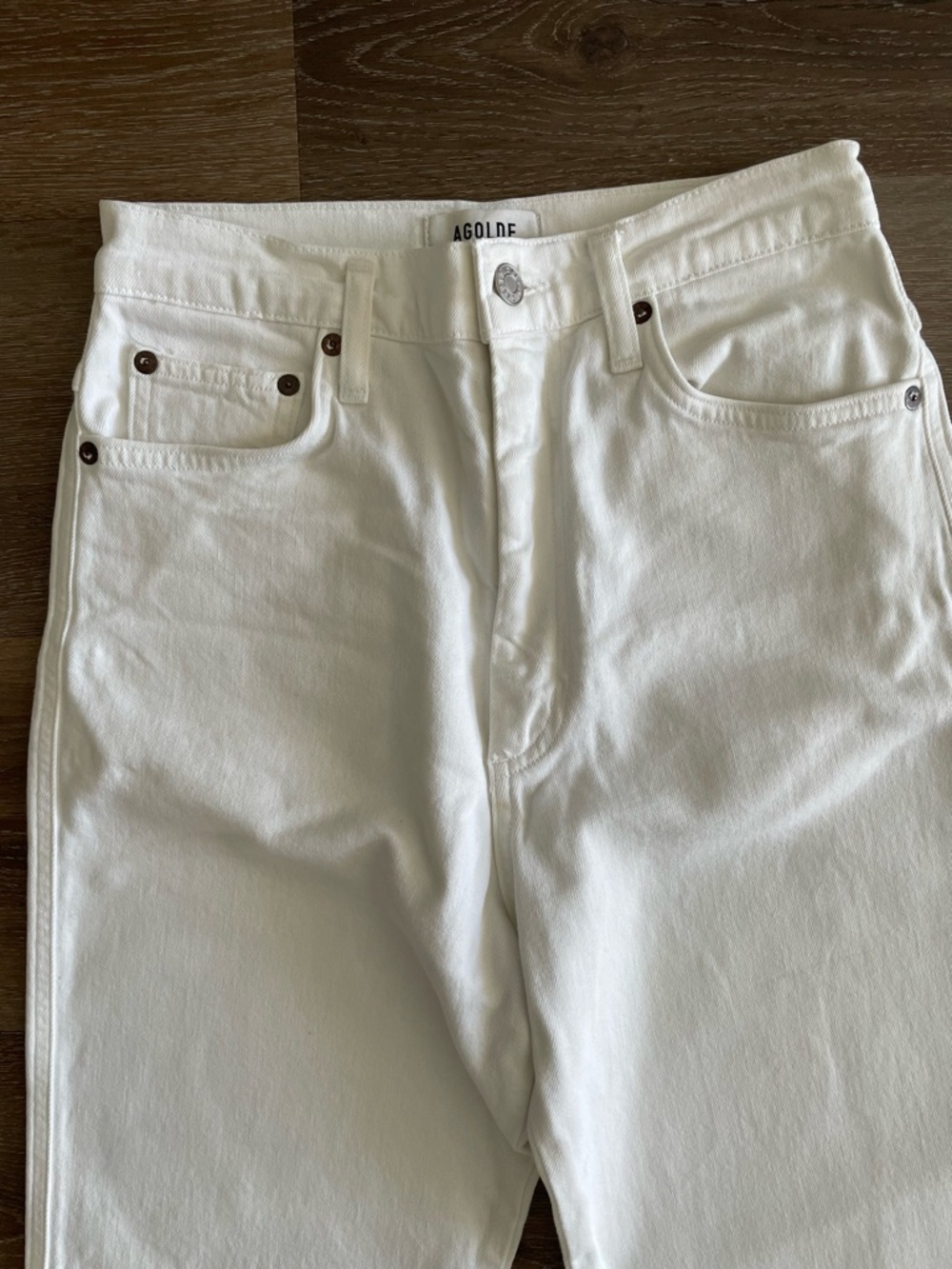 AGOLDE High-Rise Pinch Straight Leg Jeans in White - Picture 5 of 7